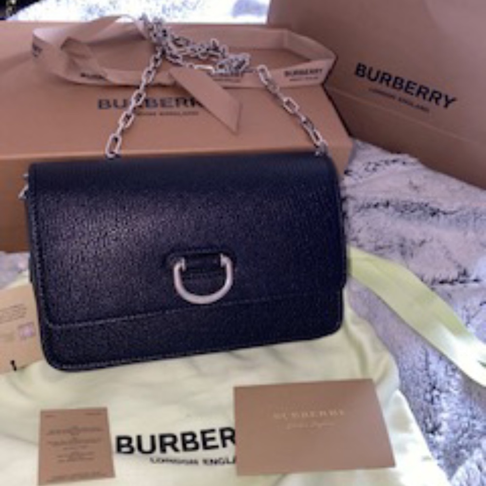 NEW BURBERRY D Ring Black Mini Crossbody Bag - Picture 1 of 6